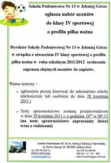 Nabór do klasy sportowej