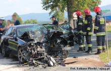 Zderzenie motocykla z mercedesem w Łomnicy