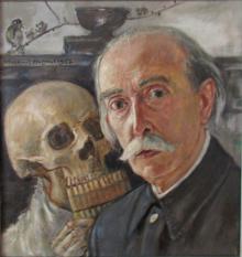 Wlastimil Hofman - Autoportret z czaszką (Muzeum Karkonoskie)